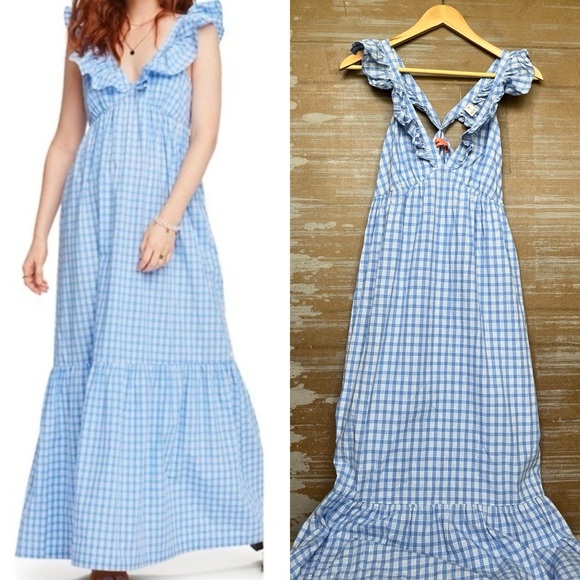 Scotch & Soda Dresses & Skirts - Scotch & Soda Gingham Ruffle Maxi Dress 100% Cotton Boho Preppy Womens S